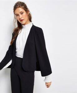 Women’s Black Cloak Blazer Coats, Suits & Blazers FASHION & STYLE cb5feb1b7314637725a2e7: Black 