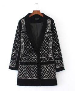 Women’s Geometric Patterned Blazer Coats, Suits & Blazers FASHION & STYLE cb5feb1b7314637725a2e7: Black and White