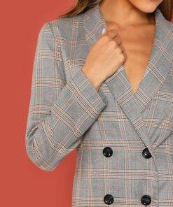 Women’s Elegant Double Breasted Blazer Coats, Suits & Blazers FASHION & STYLE cb5feb1b7314637725a2e7: Gray 