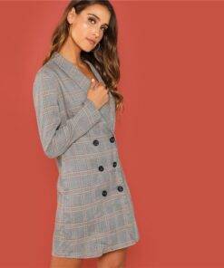 Women’s Elegant Double Breasted Blazer Coats, Suits & Blazers FASHION & STYLE cb5feb1b7314637725a2e7: Gray 