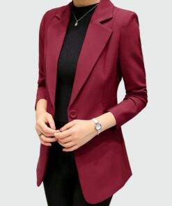 Women’s One Button Blazer Coats, Suits & Blazers FASHION & STYLE cb5feb1b7314637725a2e7: Black|Red 