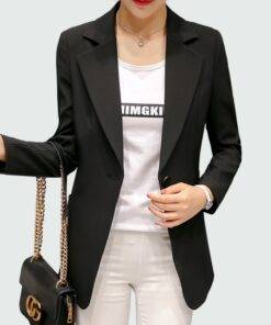 Women’s One Button Blazer Coats, Suits & Blazers FASHION & STYLE cb5feb1b7314637725a2e7: Black|Red 
