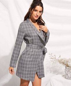 Women’s Grey Plaid Blazer Coats, Suits & Blazers FASHION & STYLE cb5feb1b7314637725a2e7: Gray