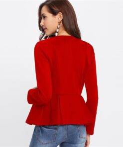 Elegant Pleated Peplum Women’s Jacket Coats, Suits & Blazers FASHION & STYLE cb5feb1b7314637725a2e7: Red 