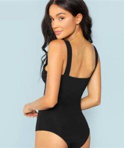 Women’s V-Cut Bodysuit with Straps Body Suits FASHION & STYLE cb5feb1b7314637725a2e7: Black|Burgundy|Hot Pink|Navy|Neon Green|Neon Yellow|White 