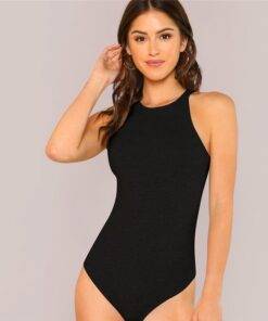 Women’s Minimalistic Design Black Bodysuit Body Suits FASHION & STYLE cb5feb1b7314637725a2e7: Black