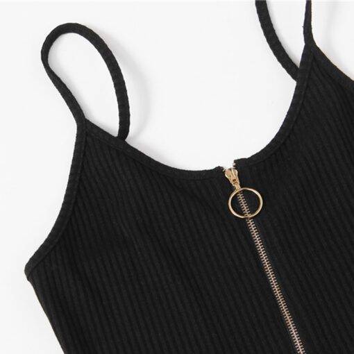 Women’s O-Ring Zipper Black Cami Bodysuit Body Suits FASHION & STYLE cb5feb1b7314637725a2e7: Black