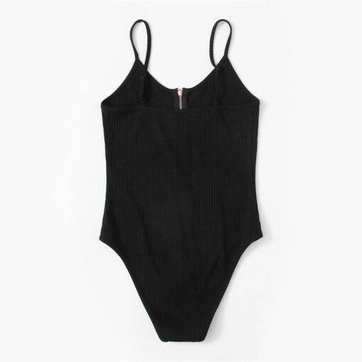 Women’s O-Ring Zipper Black Cami Bodysuit Body Suits FASHION & STYLE cb5feb1b7314637725a2e7: Black
