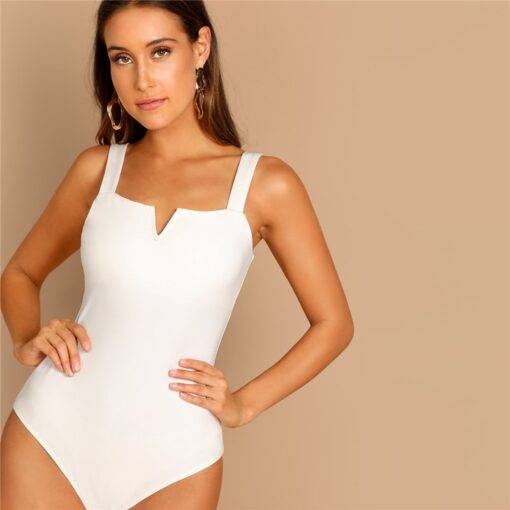 Women’s Elegant Style White Bodysuit Body Suits FASHION & STYLE cb5feb1b7314637725a2e7: White