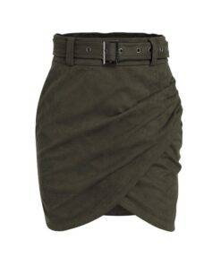 Women’s High Waist Wrap Suede Skirt FASHION & STYLE Shorts & Skirts cb5feb1b7314637725a2e7: Army Green|Burgundy|Camel|Pink 