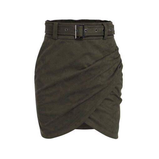 Women’s High Waist Wrap Suede Skirt FASHION & STYLE Shorts & Skirts cb5feb1b7314637725a2e7: Army Green|Burgundy|Camel|Pink