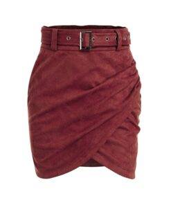Women’s High Waist Wrap Suede Skirt FASHION & STYLE Shorts & Skirts cb5feb1b7314637725a2e7: Army Green|Burgundy|Camel|Pink 