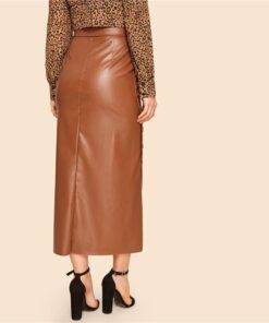 Women’s Brown Elegant Style Split Skirt FASHION & STYLE Shorts & Skirts cb5feb1b7314637725a2e7: Brown 
