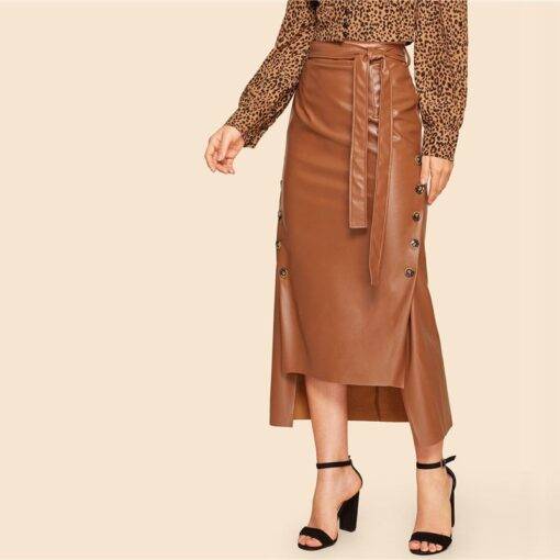 Women’s Brown Elegant Style Split Skirt FASHION & STYLE Shorts & Skirts cb5feb1b7314637725a2e7: Brown