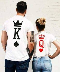 King and Queen Printed Couple Matching T-Shirt Family Matching Outfit FASHION & STYLE cb5feb1b7314637725a2e7: King|Queen