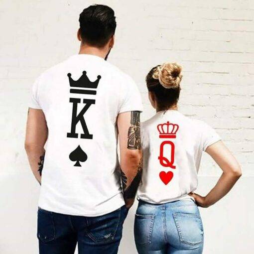 King and Queen Printed Couple Matching T-Shirt Family Matching Outfit FASHION & STYLE cb5feb1b7314637725a2e7: King|Queen