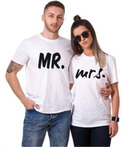Mr. and Mrs. Printed Couple Matching T-Shirt Family Matching Outfit FASHION & STYLE cb5feb1b7314637725a2e7: Men Black|Men Gray|Men White|Women Black|Women Gray|Women White 
