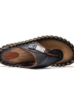 Men’s Summer Genuine Leather Flip Flops Casual Shoes & Boots SHOES, HATS & BAGS cb5feb1b7314637725a2e7: Black|Brown 