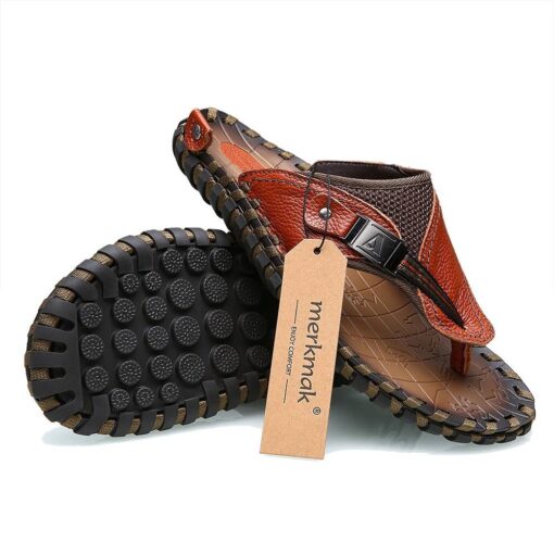 Men’s Summer Genuine Leather Flip Flops Casual Shoes & Boots SHOES, HATS & BAGS cb5feb1b7314637725a2e7: Black|Brown