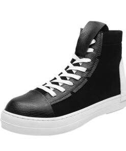 Men’s Hip Hop Spring Leather Sneakers SHOES, HATS & BAGS Sports Shoes & Floaters cb5feb1b7314637725a2e7: Black|Black White|White