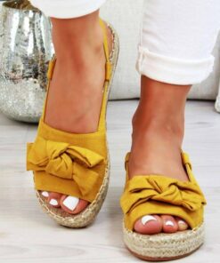Women’s Bow Design Canvas Sandals Casual Shoes & Boots SHOES, HATS & BAGS cb5feb1b7314637725a2e7: Beige|Blue|Pink|Yellow 