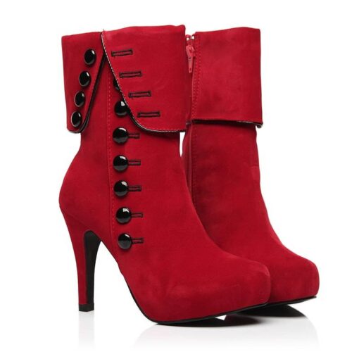 Elegant High-Heeled Suede Women’s Ankle Boots Casual Shoes & Boots SHOES, HATS & BAGS cb5feb1b7314637725a2e7: Black|Red