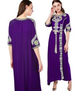 Women’s Islamic Embroidered Maxi Dress FASHION & STYLE Men & Women Fashion cb5feb1b7314637725a2e7: Green|Pink|Purple|Wine Red 