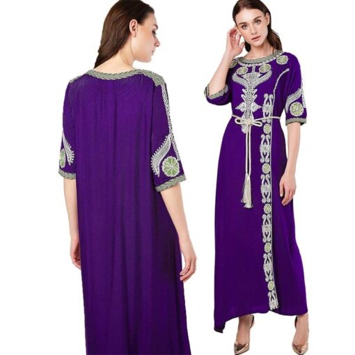 Women’s Islamic Embroidered Maxi Dress FASHION & STYLE Men & Women Fashion cb5feb1b7314637725a2e7: Green|Pink|Purple|Wine Red