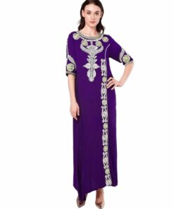 Women’s Islamic Embroidered Maxi Dress FASHION & STYLE Men & Women Fashion cb5feb1b7314637725a2e7: Green|Pink|Purple|Wine Red 