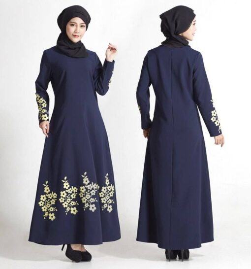 Fashion Muslim Floral Print Women’s Polyester Dress FASHION & STYLE Men & Women Fashion cb5feb1b7314637725a2e7: Blue|Green|Pink
