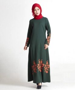 Fashion Muslim Floral Print Women’s Polyester Dress FASHION & STYLE Men & Women Fashion cb5feb1b7314637725a2e7: Blue|Green|Pink 
