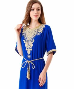 Casual Solid Muslim Women’s Cotton Dress FASHION & STYLE Men & Women Fashion cb5feb1b7314637725a2e7: Black|Blue|Light Brown|Navy Blue|Red 