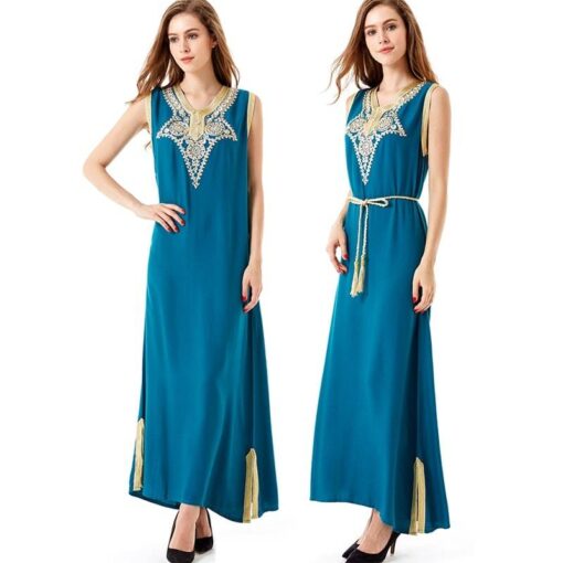 Women’s Islamic Maxi Summer Sleeveless Embroidered Cotton Dress FASHION & STYLE Men & Women Fashion cb5feb1b7314637725a2e7: Black|Blue|Green|Red