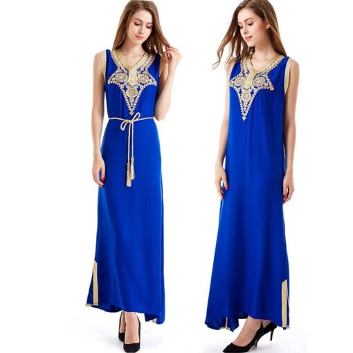 Women’s Islamic Maxi Summer Sleeveless Embroidered Cotton Dress FASHION & STYLE Men & Women Fashion cb5feb1b7314637725a2e7: Black|Blue|Green|Red