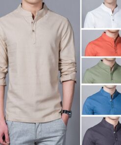 Cotton Casual Long-Sleeve Male Shirt FASHION & STYLE Men & Women Fashion Men Fashion & Accessories cb5feb1b7314637725a2e7: Army Green|Black|Blue|Grey|Khaki|Orange|White 