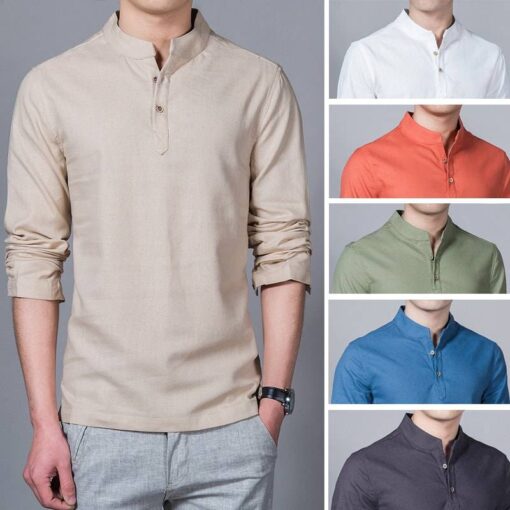 Cotton Casual Long-Sleeve Male Shirt FASHION & STYLE Men & Women Fashion Men Fashion & Accessories cb5feb1b7314637725a2e7: Army Green|Black|Blue|Grey|Khaki|Orange|White