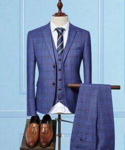3 Pcs Plaid Suit for Men Coats, Suits & Blazers FASHION & STYLE Men Fashion & Accessories cb5feb1b7314637725a2e7: Blue|Clear|Sky Blue 