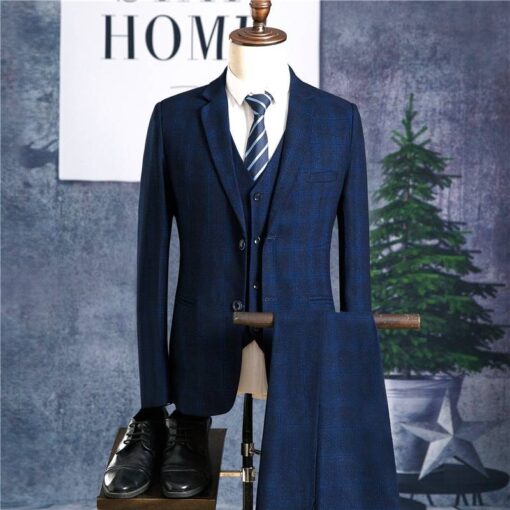 Men’s Plaided Suit Set 3 pcs Coats, Suits & Blazers FASHION & STYLE Men Fashion & Accessories cb5feb1b7314637725a2e7: blue|Blue|Khaki|Navy|Purple|Yellow