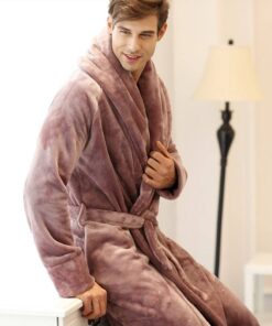 Men’s Warm Fleece Thick Robe FASHION & STYLE Sleepwear cb5feb1b7314637725a2e7: Apricot|Burgundy|Grey|Navy 
