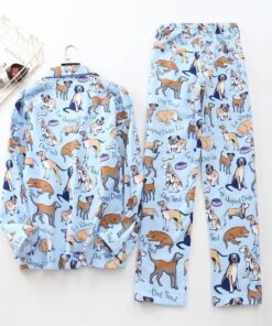 Kawaii Cotton Men’s Pajamas Set FASHION & STYLE Sleepwear cb5feb1b7314637725a2e7: Blue|White 