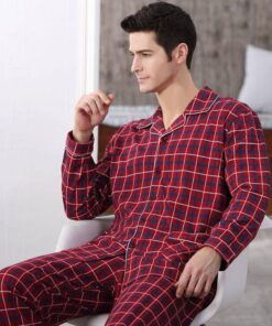 Men’s Checkered Cotton Long Sleeves Pajama Sets FASHION & STYLE Sleepwear cb5feb1b7314637725a2e7: Blue|Purple|White 