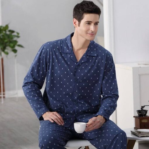 Men’s Checkered Cotton Long Sleeves Pajama Sets FASHION & STYLE Sleepwear cb5feb1b7314637725a2e7: Blue|Purple|White