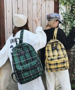 Kid’s Plaid Canvas School Backpack Children & Baby Fashion FASHION & STYLE Hand Bags & Wallets Luggages & Trolleys SHOES, HATS & BAGS cb5feb1b7314637725a2e7: Green|Red|White|Yellow