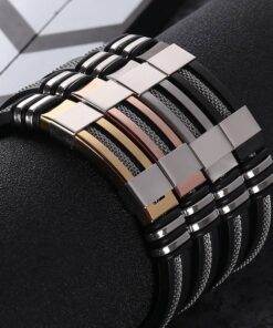 Men’s Stainless Steel and Silicone Black Bracelet JEWELRY & ORNAMENTS Men's Jewelry cb5feb1b7314637725a2e7: Black Gun Plated|Gold|Rose Gold|Silver Plated
