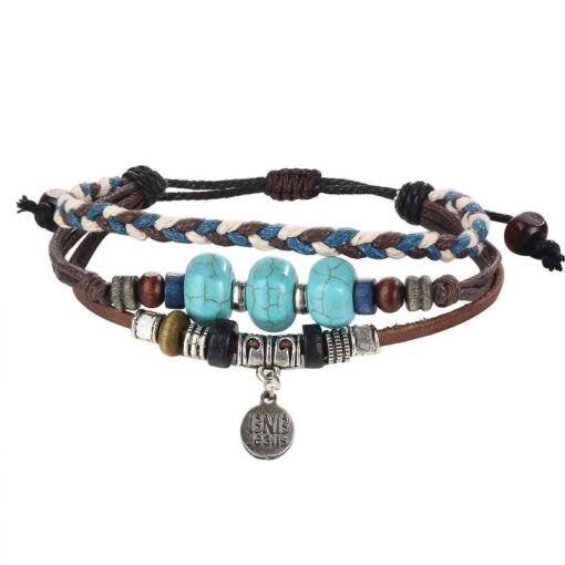 Boho Style Multilayer Leather Men’s Bracelet JEWELRY & ORNAMENTS Men's Jewelry cb5feb1b7314637725a2e7: Eye|Feather|Fish|Fish 2|Fish 3|Leaf|Peace|Peace 2|Turquoise