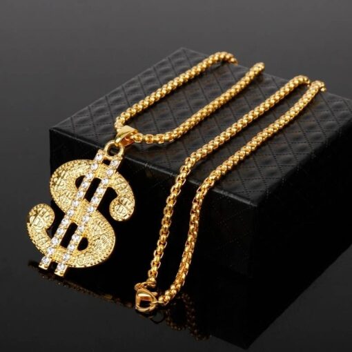 Hip Hop Dollar Sign Pendant Necklace JEWELRY & ORNAMENTS Men's Jewelry Fine or Fashion: Fashion