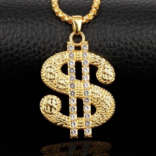 Hip Hop Dollar Sign Pendant Necklace JEWELRY & ORNAMENTS Men's Jewelry Fine or Fashion: Fashion