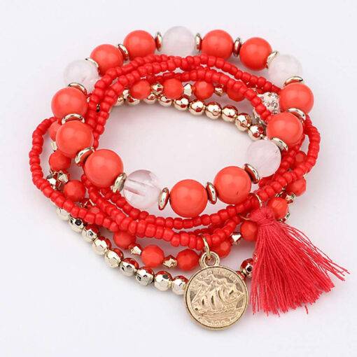 Cute Bohemian Colorful Beaded Bracelets Set Bracelets & Bangles JEWELRY & ORNAMENTS cb5feb1b7314637725a2e7: Black|Blue|Multicolor|Orange|Red|White