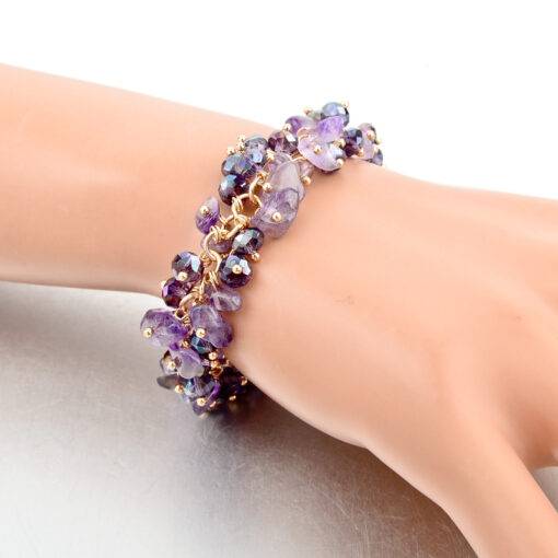 Natural Stones Charm Bracelet Bracelets & Bangles JEWELRY & ORNAMENTS cb5feb1b7314637725a2e7: Golden|Green|Multicolored|Purple|Purple and Red