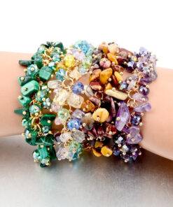 Natural Stones Charm Bracelet Bracelets & Bangles JEWELRY & ORNAMENTS cb5feb1b7314637725a2e7: Golden|Green|Multicolored|Purple|Purple and Red